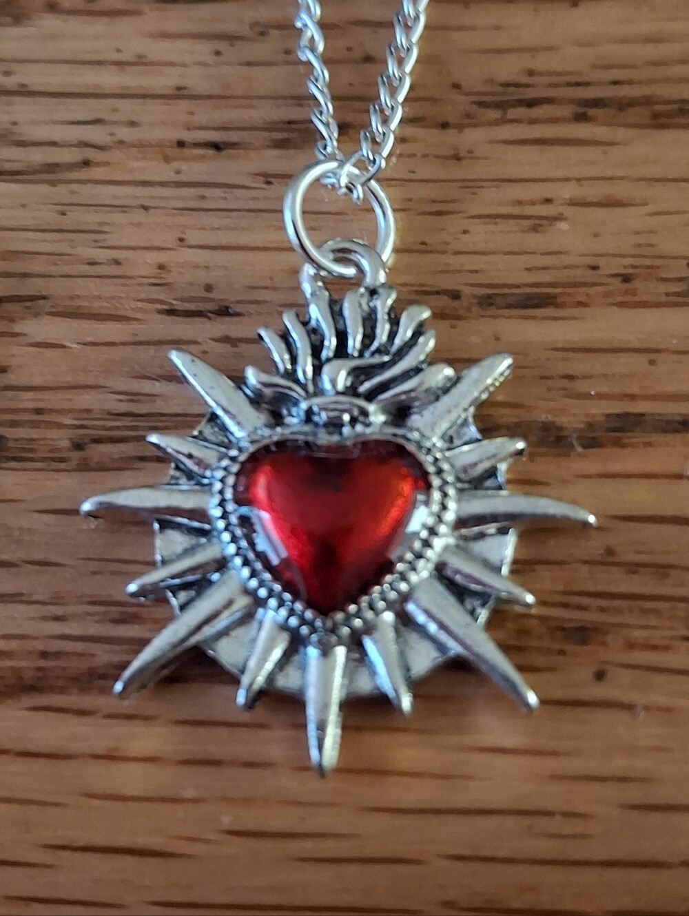 Gothic Red Heart Pendant 18" Necklace